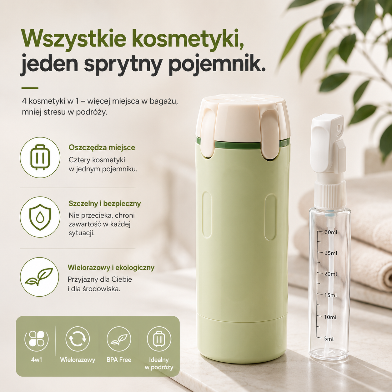 SmartPack 4w1™ – 4 Kosmetyki, 1 Butelka